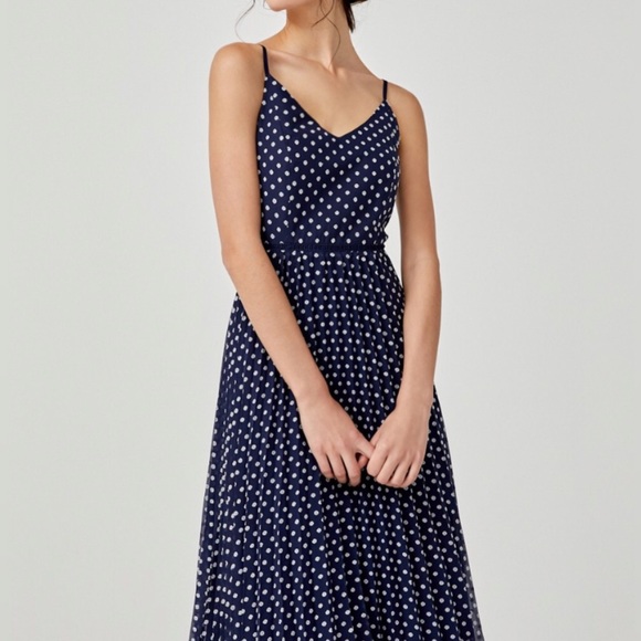 CDC Caren Desiree Black Fit & Flare, Spaghetti Strap Polka Dot Midi Dress, SZ 06 - Picture 15 of 16